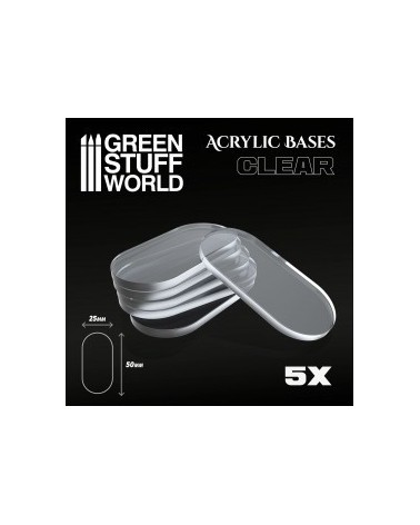 Acrylic Bases - Oval Pill 50x25mm CLEAR