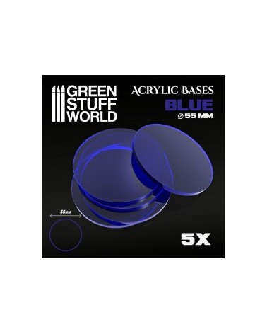Acrylic Bases - Round 55 mm CLEAR BLUE