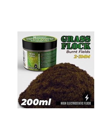 Static Grass Flock 2-3mm - BURNT FIELDS - 200 ml