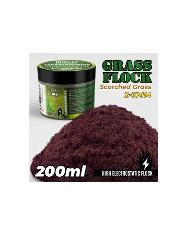 Static Grass Flock 2-3mm - SCORCHED BROWN - 200 ml