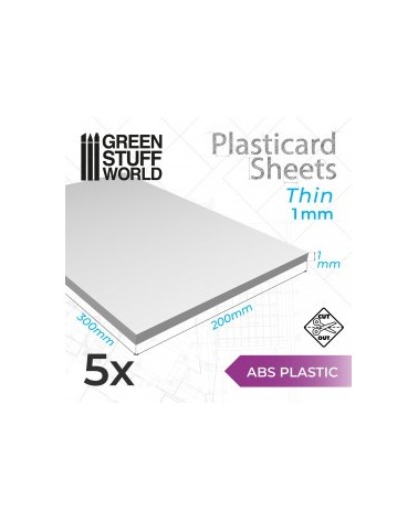 ABS Plasticard A4 - 1 mm COMBOx5 sheets