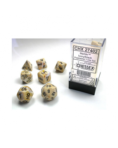 Set de dés Marble Ivory/black
