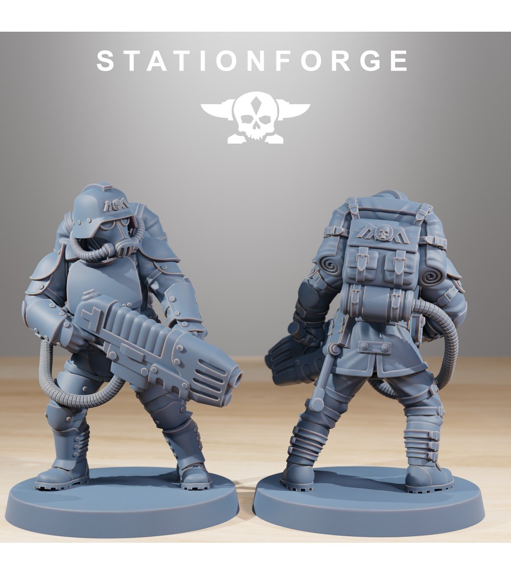 Grim Guard Stationforge Set Di 10 Miniature Imperial Soldiers Of The Grim Guard - Death Division E Commando Korps The Division 2 - Foto 7