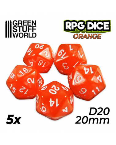 5x D20 20mm Dice - Orange
