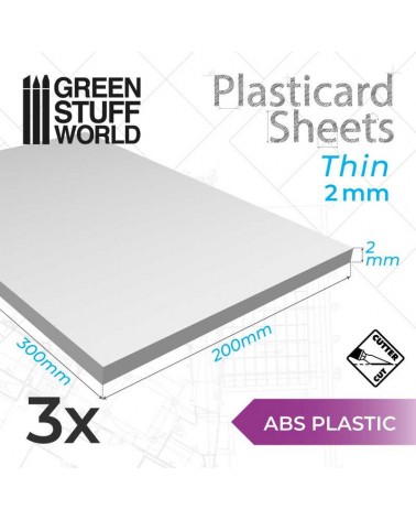 Plaque de Plasticard ABS - 2 mm - COMBOx3 feuilles
