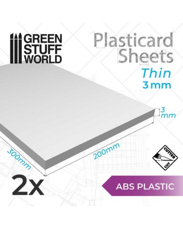 Plaque de Plasticard ABS - 3 mm - COMBO x2 feuilles