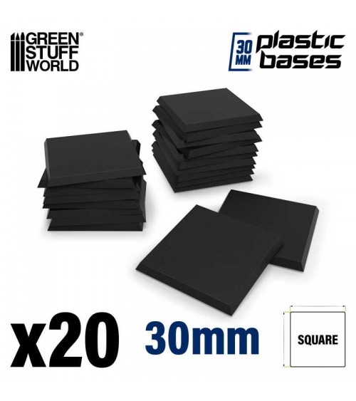 Black Plastic Bases - Square 30 mm	(x20)