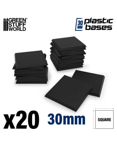 Black Plastic Bases - Square 30 mm	(x20)
