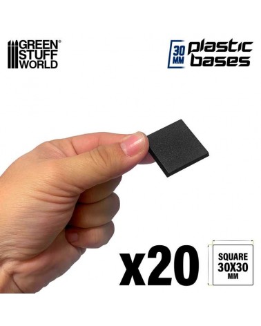 Black Plastic Bases - Square 30 mm	(x20)