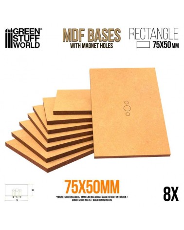 MDF Bases - Rectangle 75x50mm (x8)