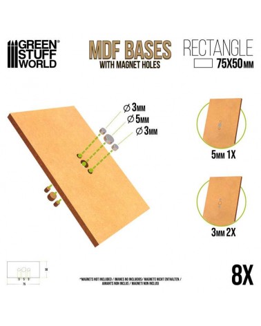 MDF Bases - Rectangle 75x50mm (x8)