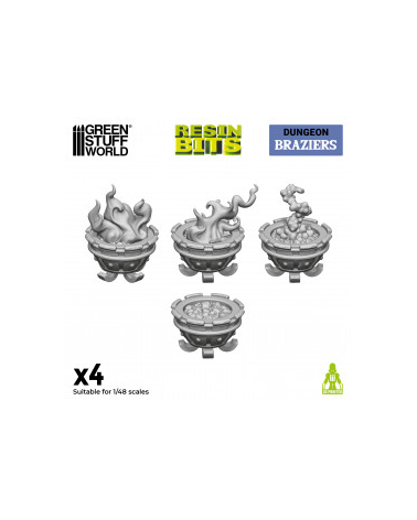 3D printed set - Braziers / Braseros médiévaux