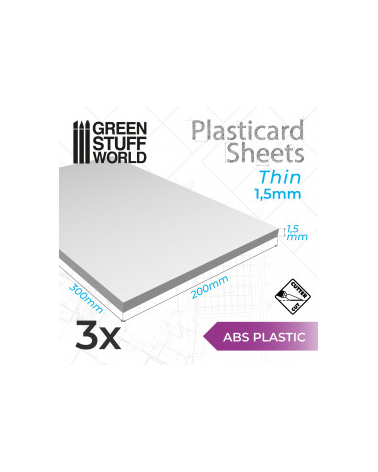 Plaque de Plasticard ABS - 1'5 mm - 3 feuilles