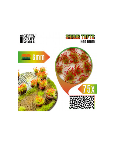 Touffes de Buissons 6mm Auto-Adhésif - Rouge