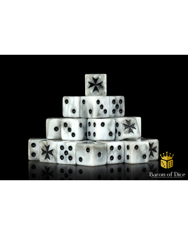 Knight Templar Dice - White - Metal Box