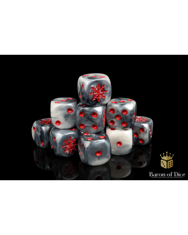 Chaos Demon Dice - Marbled - Red Star (Round corner)