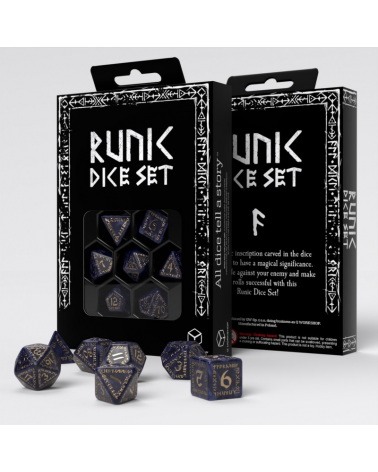 Runic Mixed-blue & gold Dice Set