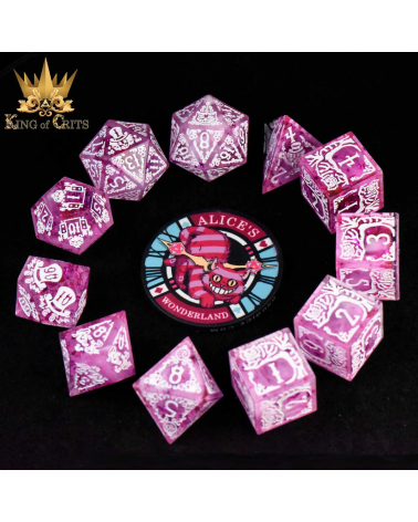 Alice's Wonderland 11 Dice Set with Gift Box (Sharp Edge) PINK