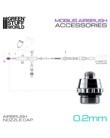 Capuchon de buse 0,2 pour aérographe Mobius / 0.2mm Airbrush Nozzle Cap for Mobius Airbrush