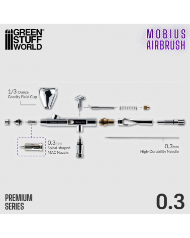 Aérographe Mobius GHPM Premium Series 0,3 mm / Premium Series GHPM-Mobius Airbrush 0.3mm