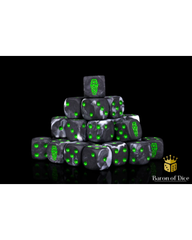 Day of The Dead Dice - Green Coffin - Square Corner