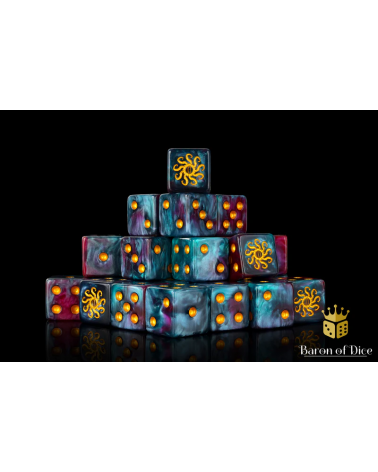 Cult of Knowledge Dice - Teal & Purple - Square Corner