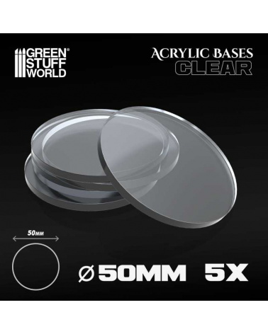 Acrylic Bases - Round 50 mm CLEAR (x5)