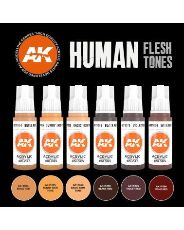 AK-Human Flesh Tones Set (3rd Generation) (6x17mL)