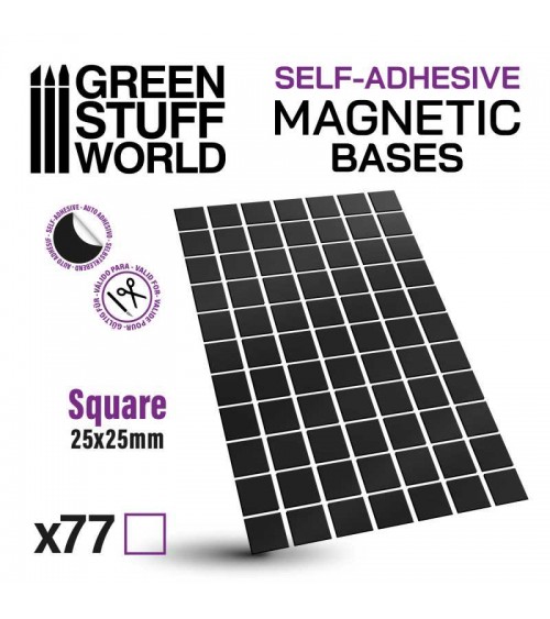 Square Magnetic Sheet SELF-ADHESIVE - 25x25mm