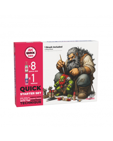 AK QUICK STARTER SET (8 QUICK GEN + 1 MEDIUM + 1 FREE BRUSH)