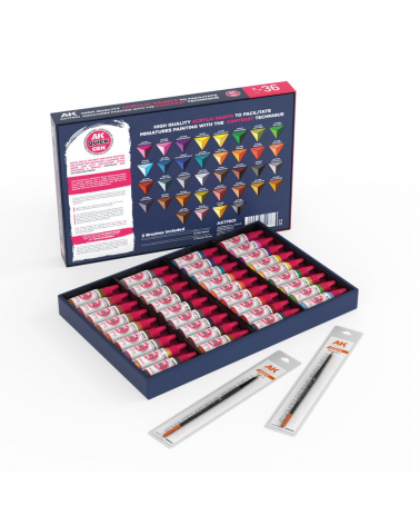 AK QUICK PAINT SET-36 QUICK GEN COLORS (+2 FREE BRUSHES)