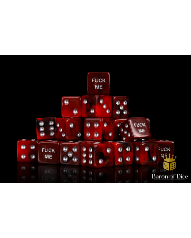 F*** Me Dice - Steel - Red (square corners)