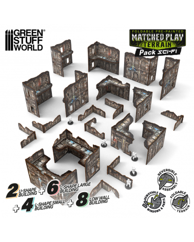 Pre-Painted Foldable Matched Play terrain pack - Sci-fi