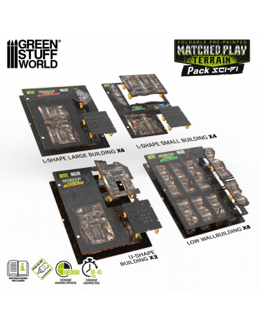 Pre-Painted Foldable Matched Play terrain pack - Sci-fi